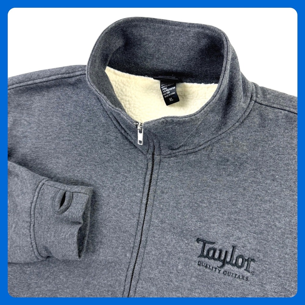 Taylor Guitars Fleece Full Zip Pullover Men X-Large Gray Mock Neck Thumbholes